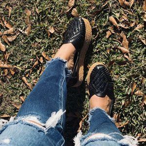 NEW Black Leather Huarache Sandal Shoe Size 8